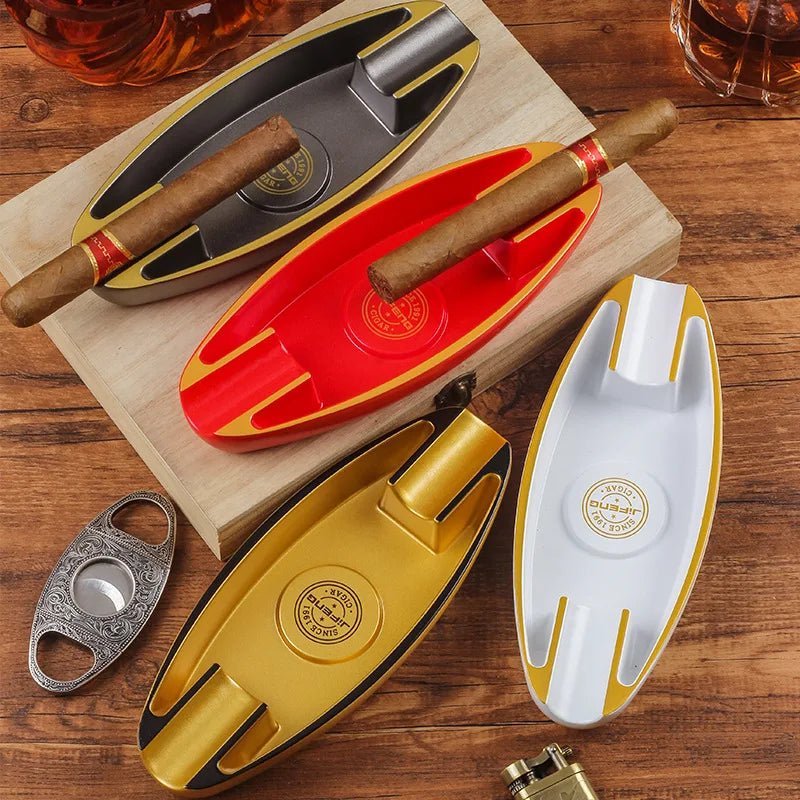 Portable Cigar Ashtray 2 Slot Cigar Holder Melamine Ash Slot Tobacco Cigar Accessories Cigarette Ashtray