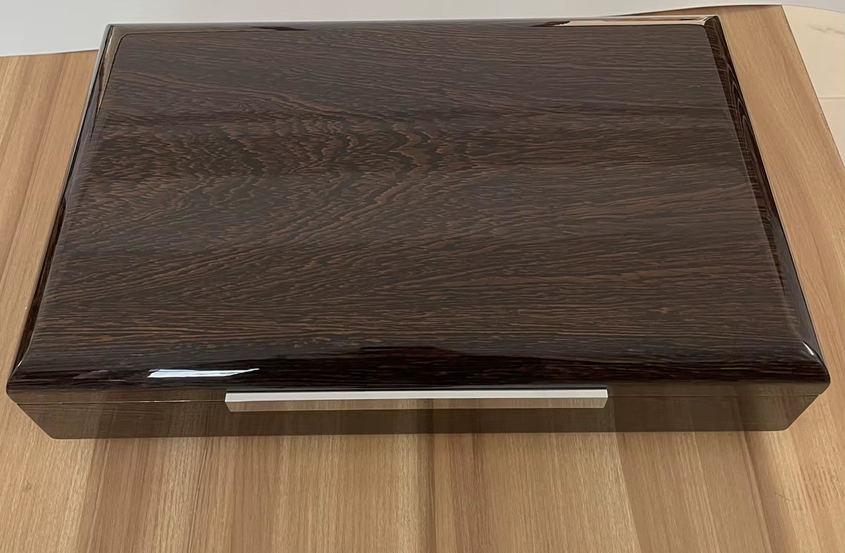 Luxury Glossy Rectangle Cigar Humidor Walnut Solid Wood Cabinet Office Household Cigar Case Large Capa