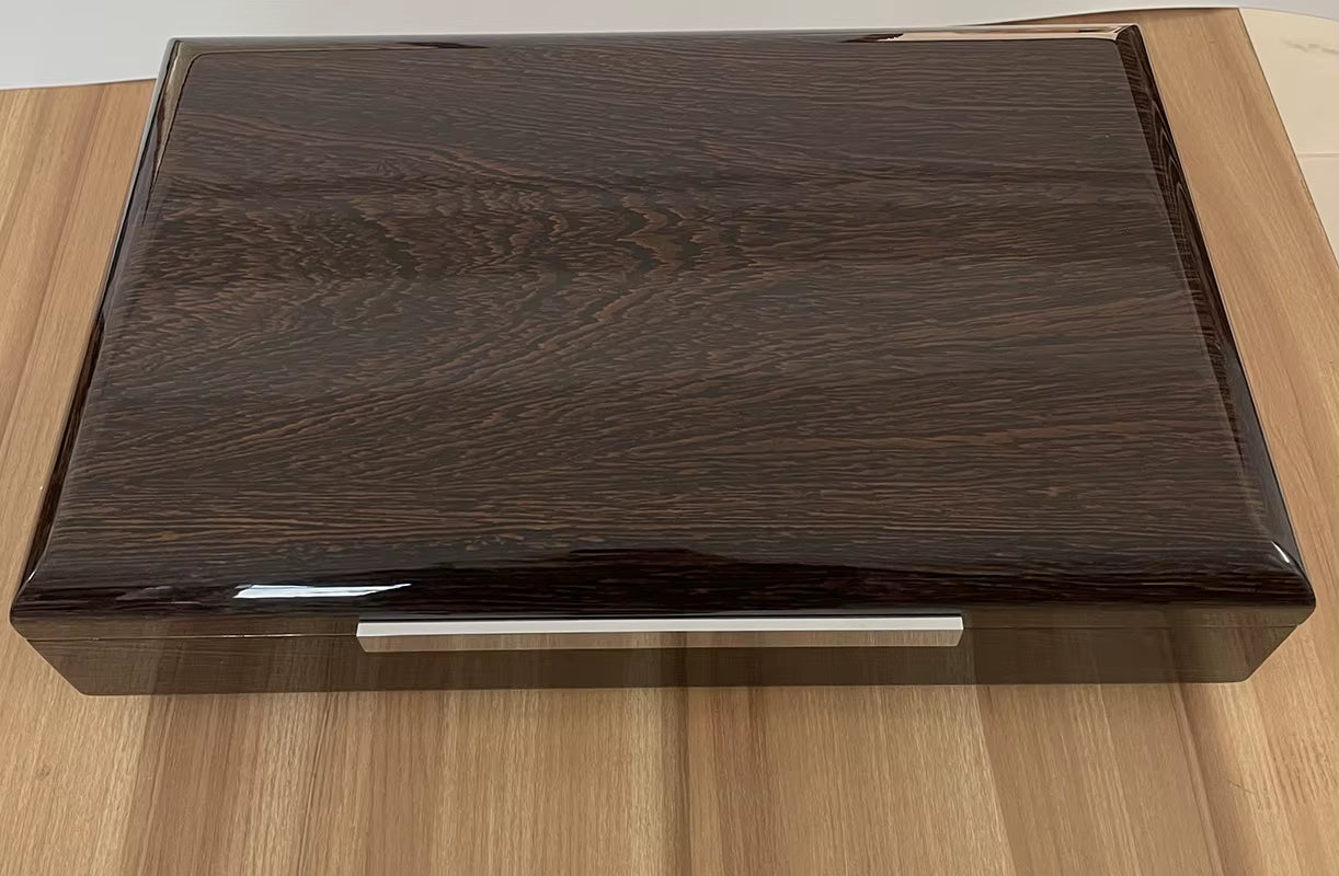 Luxury Glossy Rectangle Cigar Humidor Walnut Solid Wood Cabinet Office Household Cigar Case Large Capa