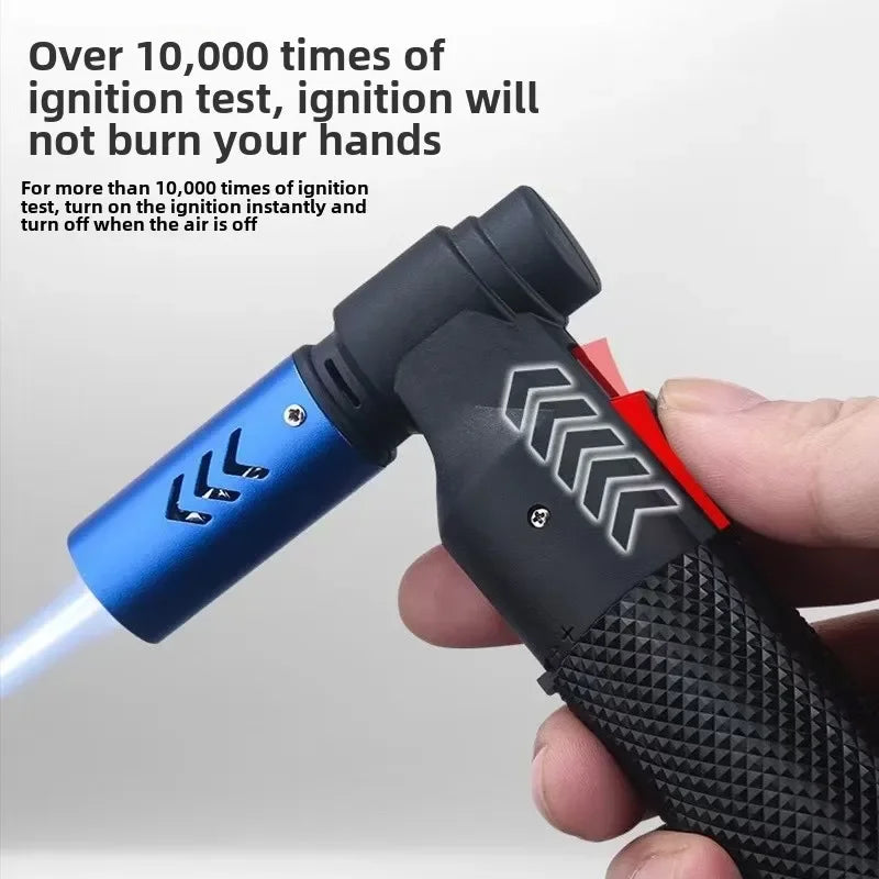 Large Spray Gun with Blue Flame Jet Gas Lighter Outdoor Cigar BBQ Cooking Butane Refillable Metal Welding Gun, High Temperature