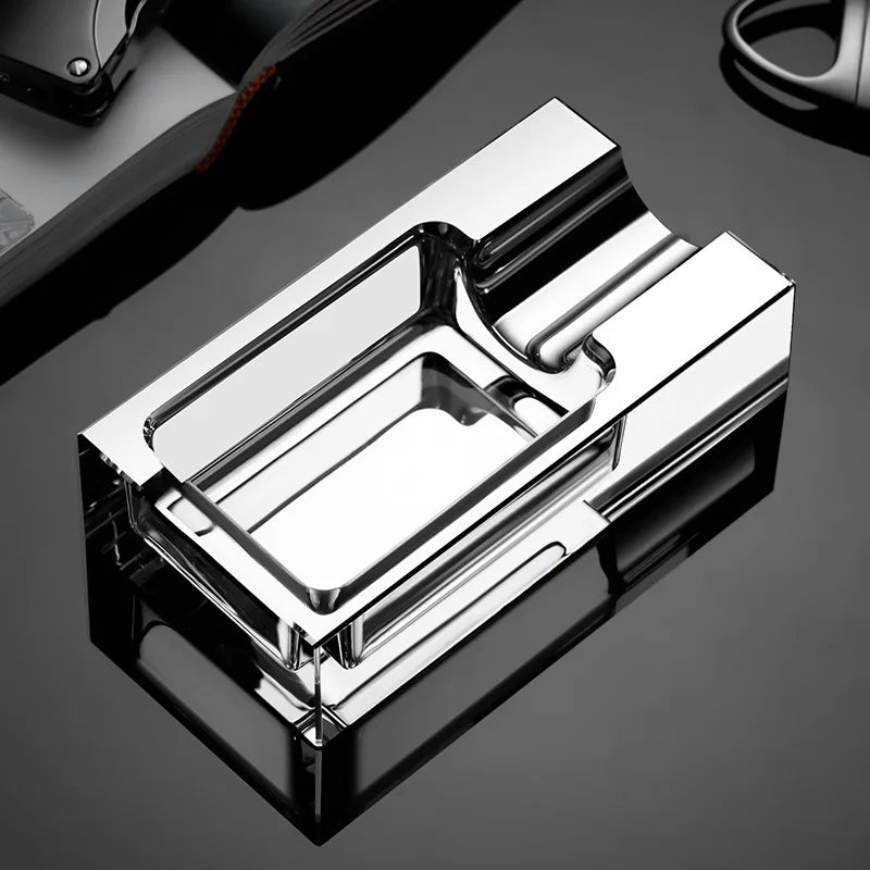 Cigar Ashtray Crystal Glass Cigarette Holder Outdoor Ash Tray for Patio Indoor Outdoor Home Office Tabletop Desk Decor
