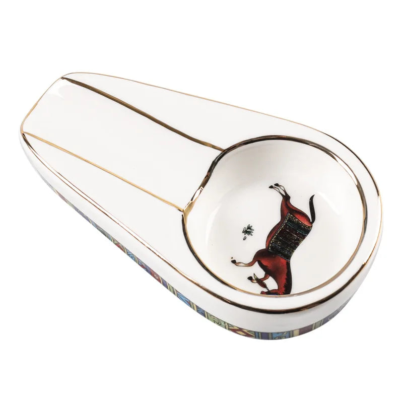 Ceramic Painted Cigar Ashtray Classic Mini Portable Home Ashtray Men's Gifts