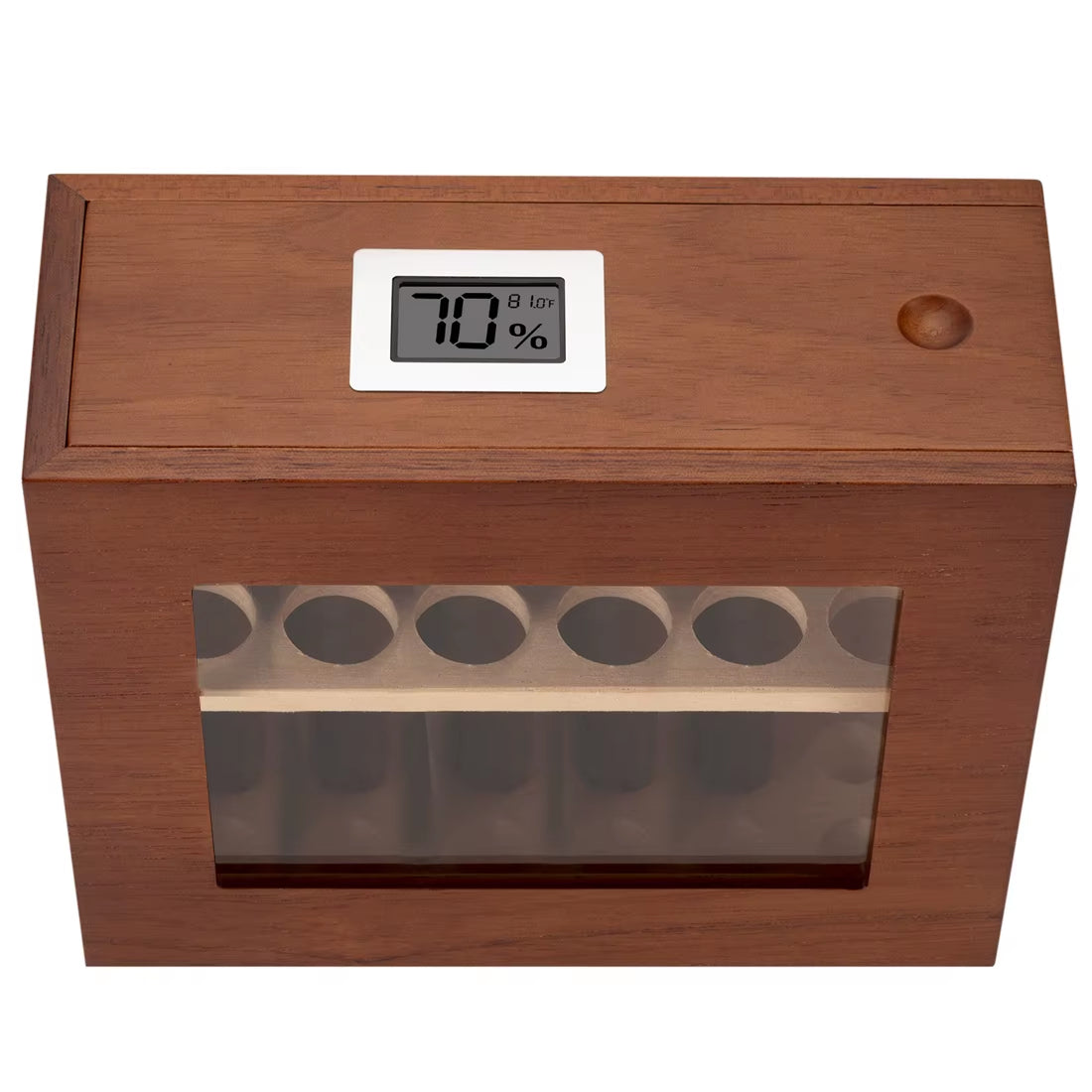 Cigar Humidor W/ Hygrometer Humidifier Portable Glass Window Box Cedar Wood Handcrafted Case Fit 12-25 Cigars Storage Cabinet