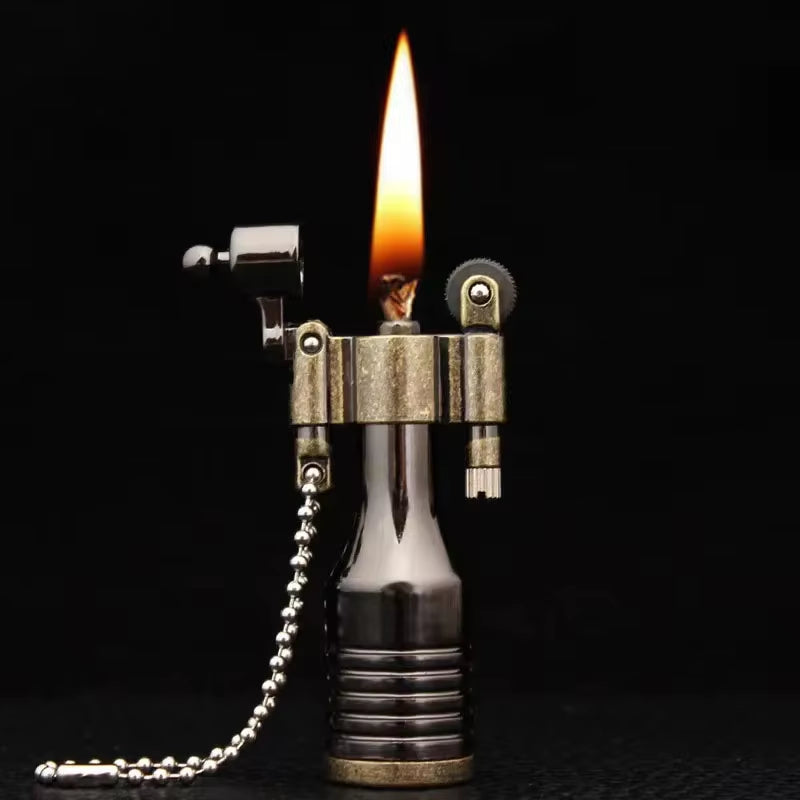 2024Tang Grass Vintage Flint Kerosene Lighters Flame Retro Metal Grinding Wheel Petrol Cigarette Cool Lighters Creative Gadgets