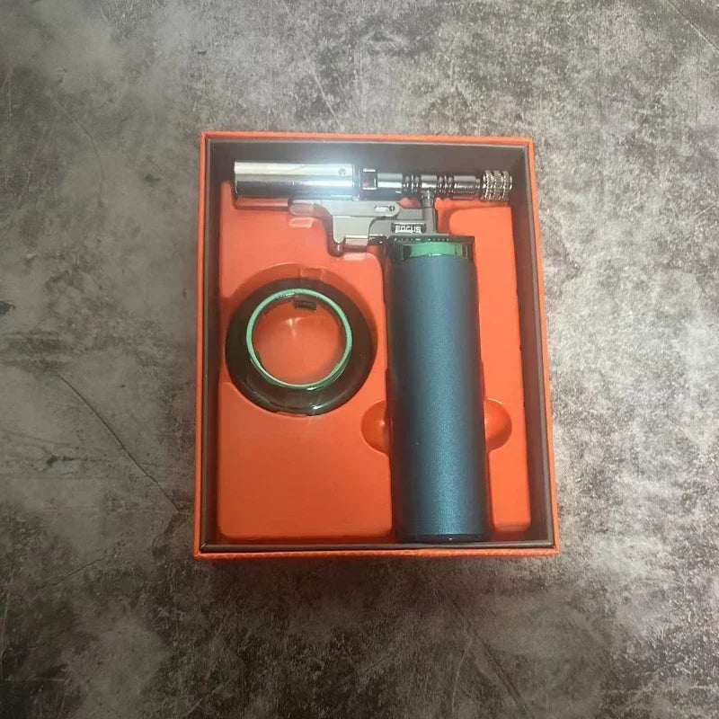 Large Spray Gun with Blue Flame Jet Gas Lighter Outdoor Cigar BBQ Cooking Butane Refillable Metal Welding Gun, High Temperature