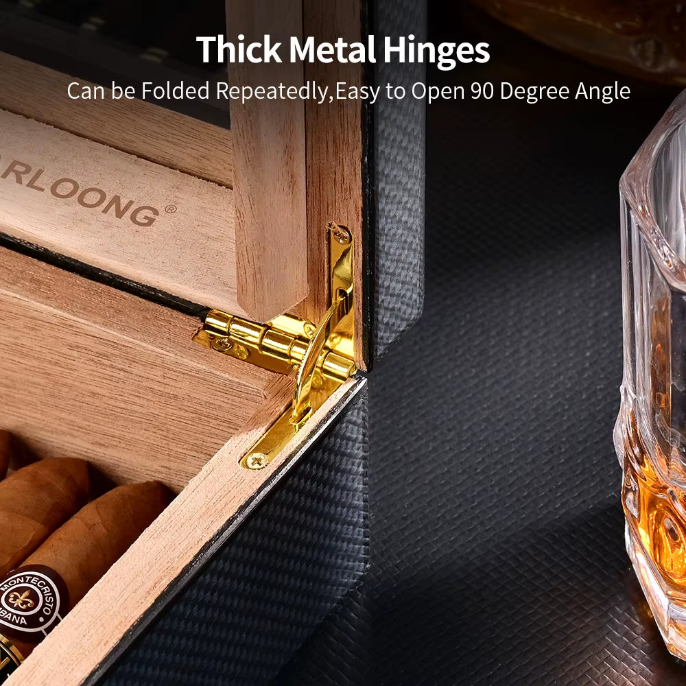 Spanish Cedar Wood Cigar Humidor with Hygrometer Humidifier High Transparent Skylight Cigar Humidor Portable Travel Cigar Case