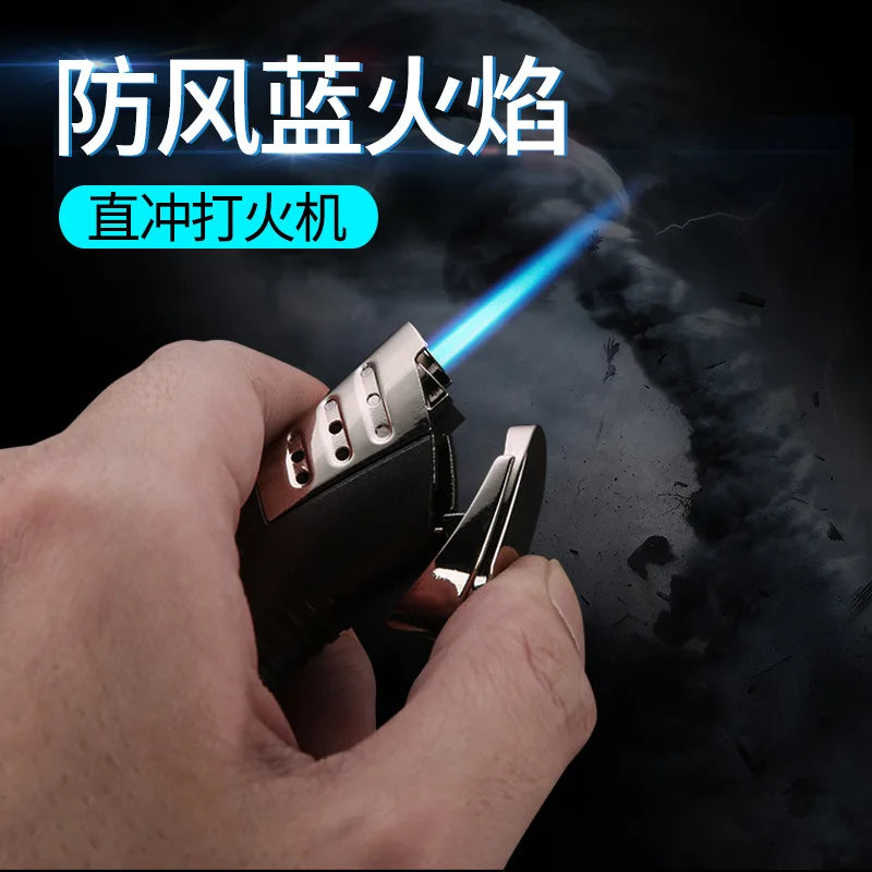 Jet Turbo Gas Lighter Square Side Slip Wheel Mini Lighters Firestone Loud Metal Cigar Smoking Lighters Cigarettes Accessories