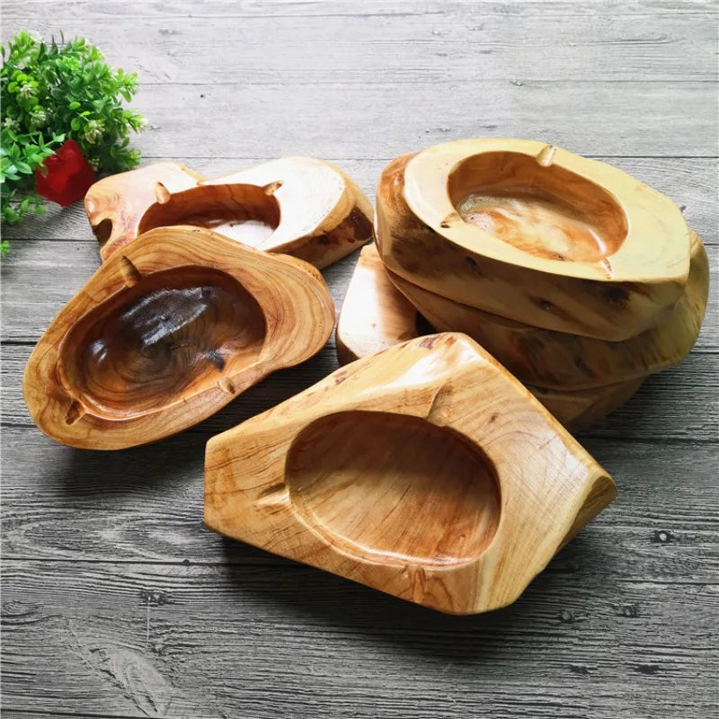 Natural Irregular Wood Ashtray Minimalist Ashtrays Smoking Accessories Creative Home Cigar Hard Ash Tray Gifts for Boyfriend