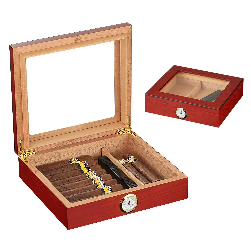 GALINER Classic Cigar Humidor Box Cedar Wood Case W/ Magnets Hygrometer Humidifier for Cigars Travel Humidor