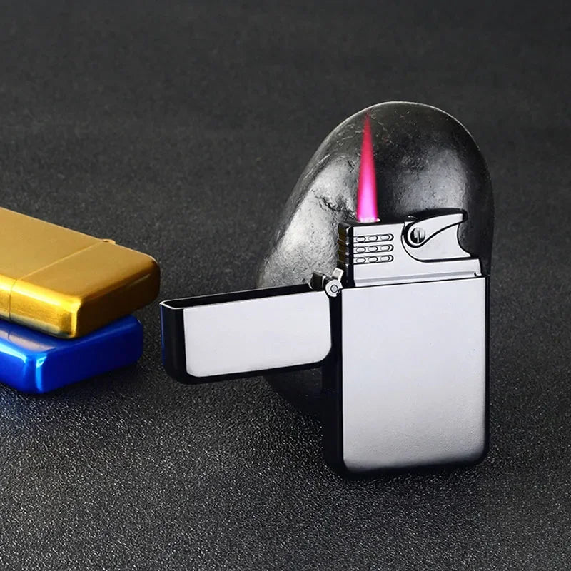 Metal Jet Red Flame Lighter Luminous Cigar Lighter Refillable Butane Adjustable Flame Portable Windproof Gas Lighter Men's Gifts