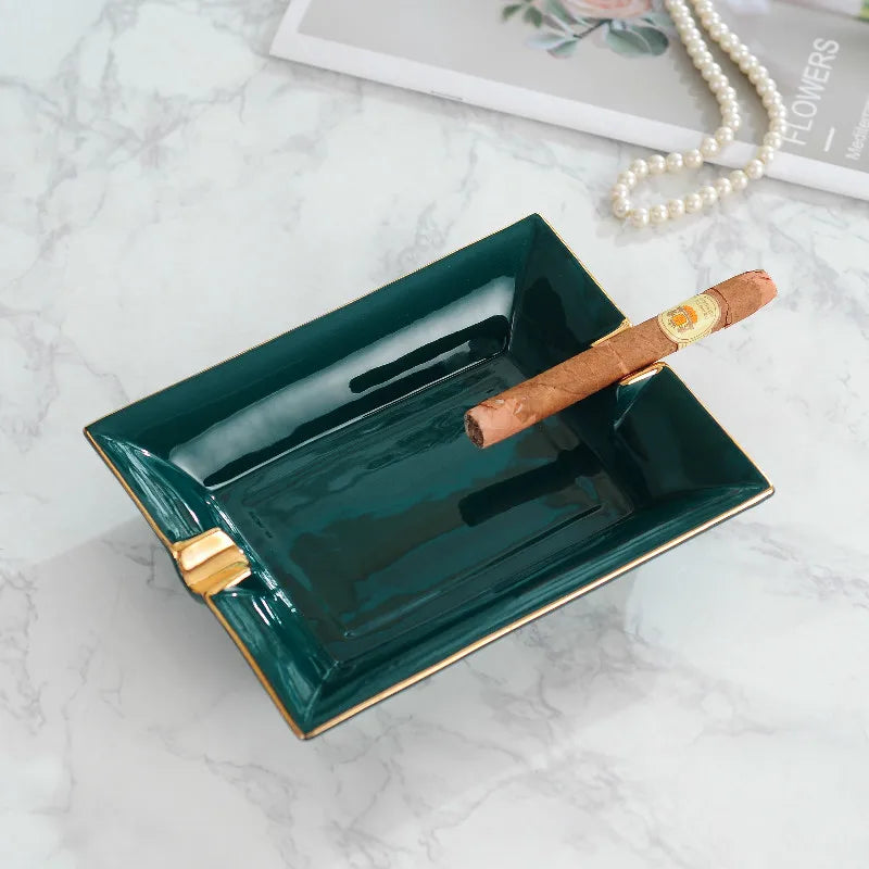 Europe Style Home Office Ash Tray Black Ashtray 4 Rest Holder Cigar Ash Tray Square Large Capacity Cigarette Ash Tray