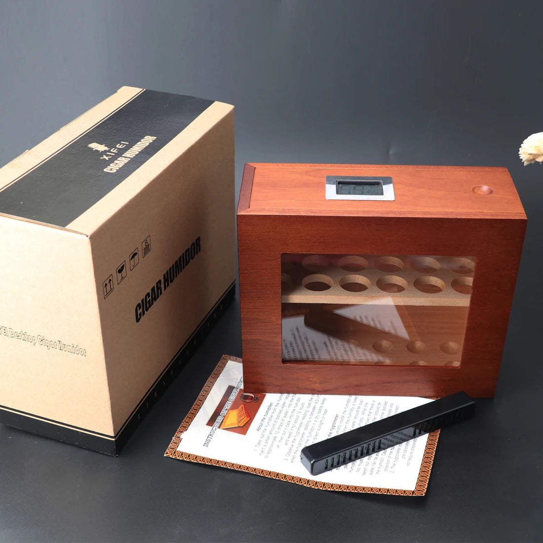 Wood Humidor Box with Window