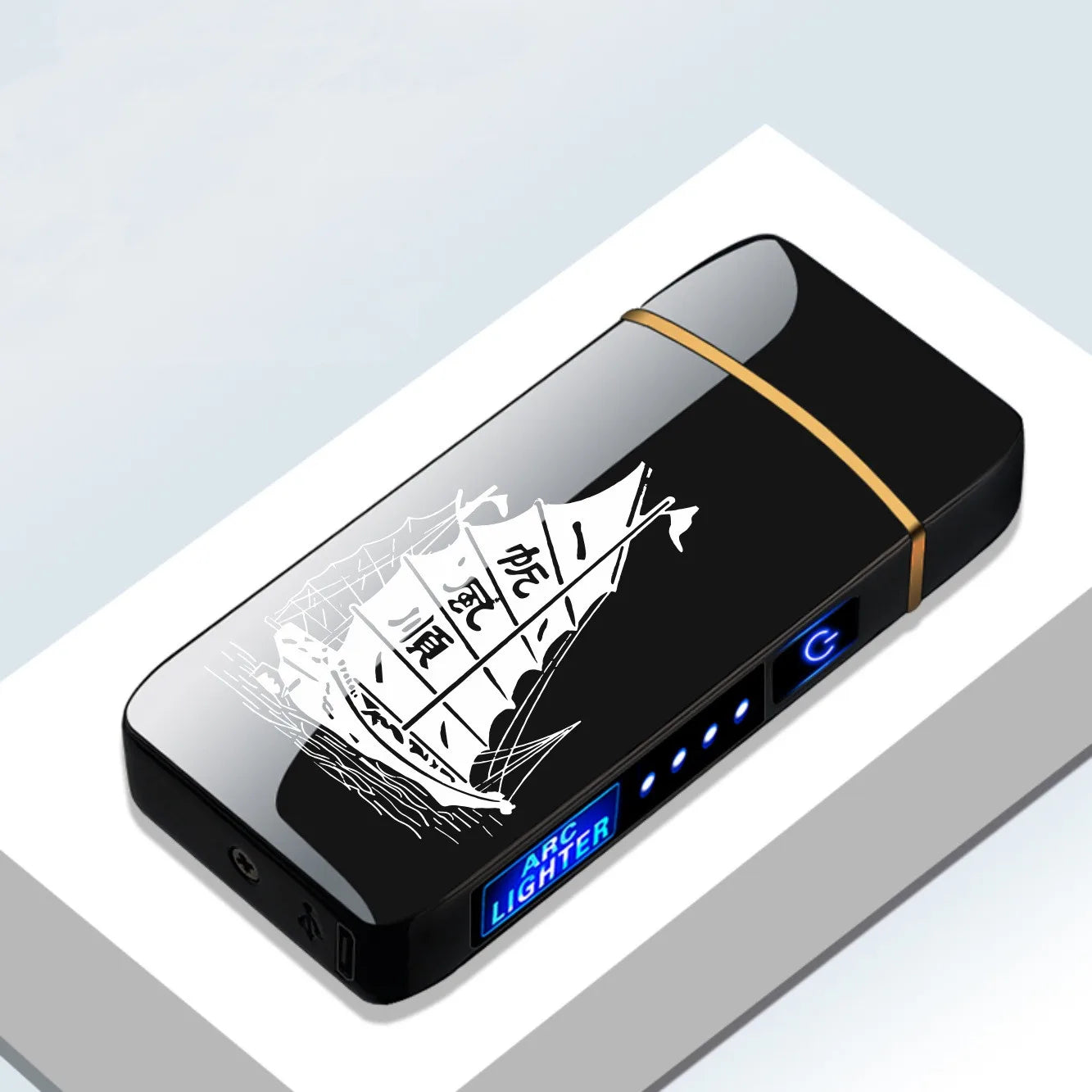 Windproof Double Arc USB Lighter with Display