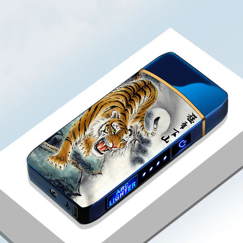 Windproof Double Arc USB Lighter with Display