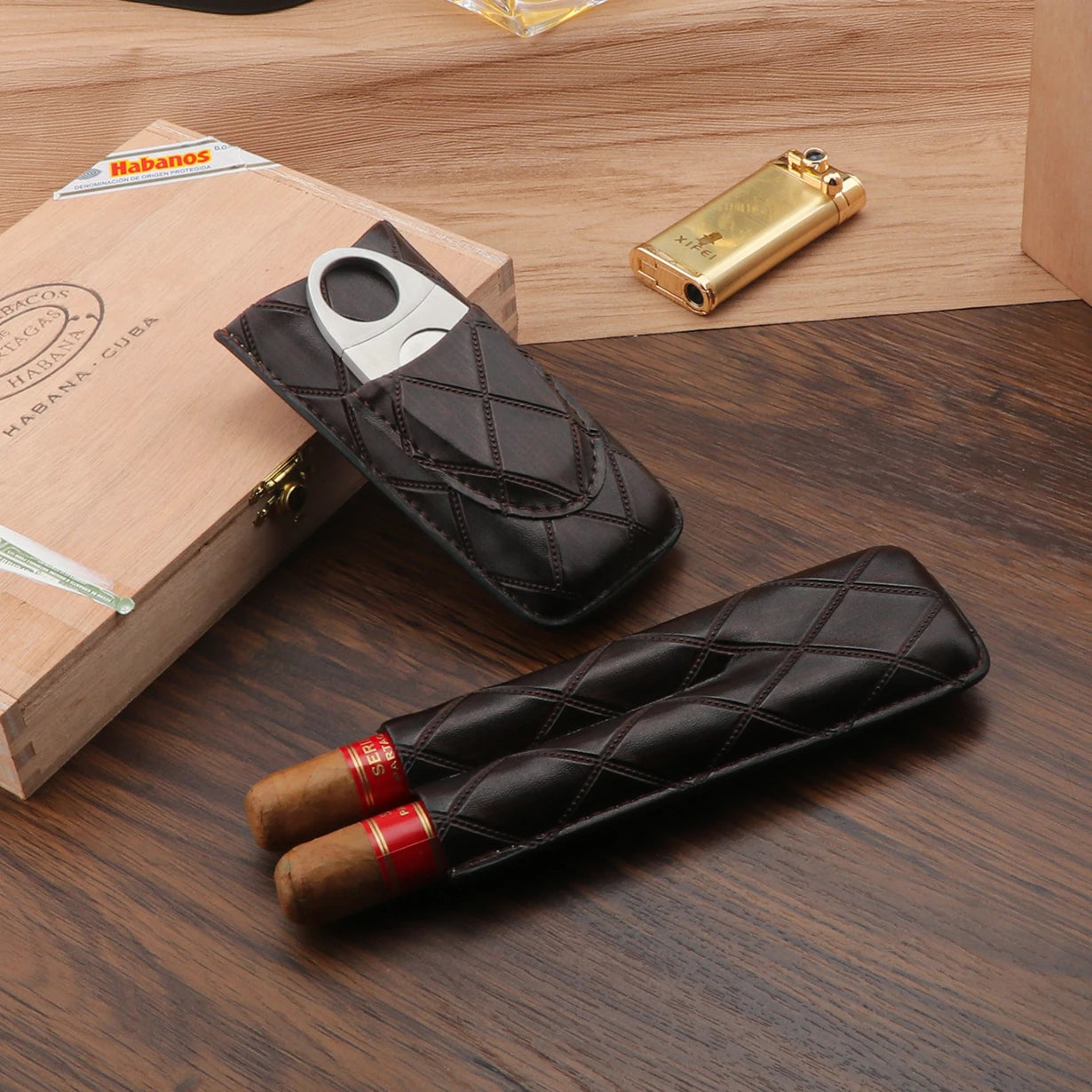 Leather Cigar Case Set