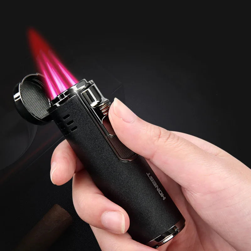 Cylindrical Metal Gas Lighter with Four Nozzles