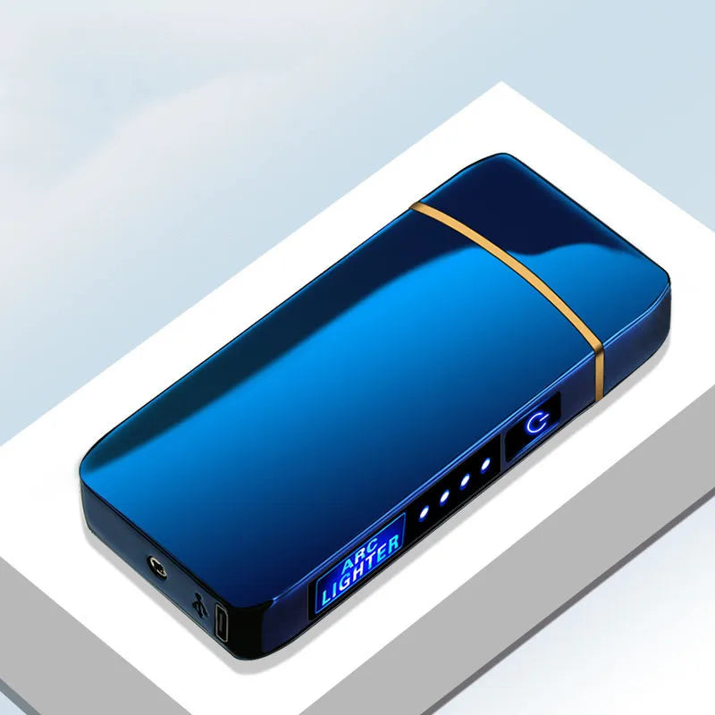 Windproof Double Arc USB Lighter with Display