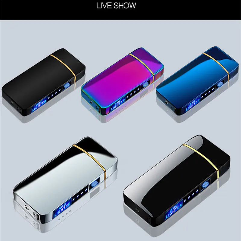 Windproof Double Arc USB Lighter with Display