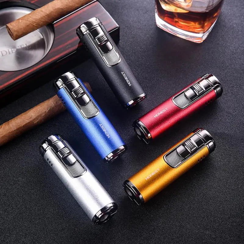 Cylindrical Metal Gas Lighter with Four Nozzles