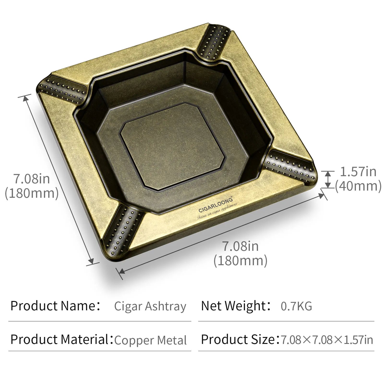 Silver Square Ashtray