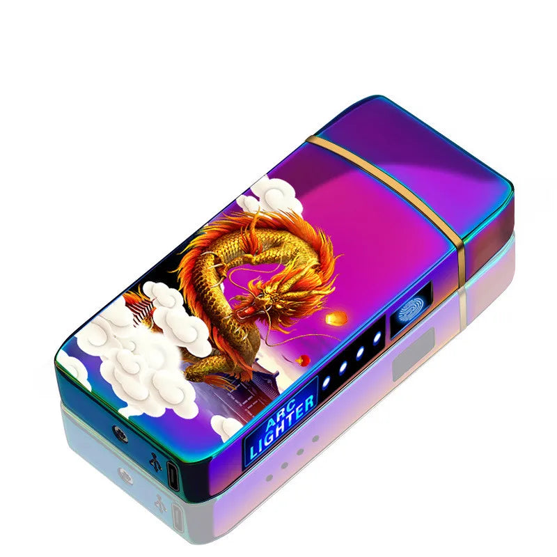 Windproof Double Arc USB Lighter with Display