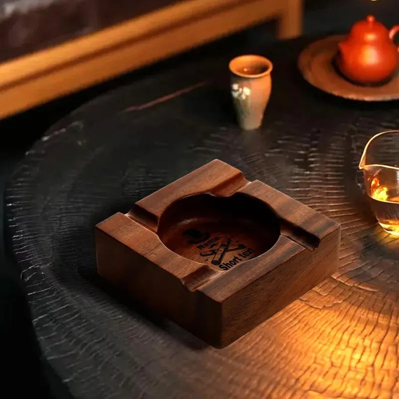 Personalized Cigar Tray Ashtray Vintage Solid Wood Ashtray Cigarette Accessories Great Gift for Men Wooden Cigar Ashtray