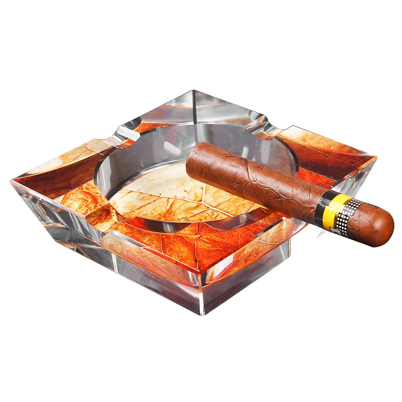 Leaf Pattern Crystal Ashtray Set