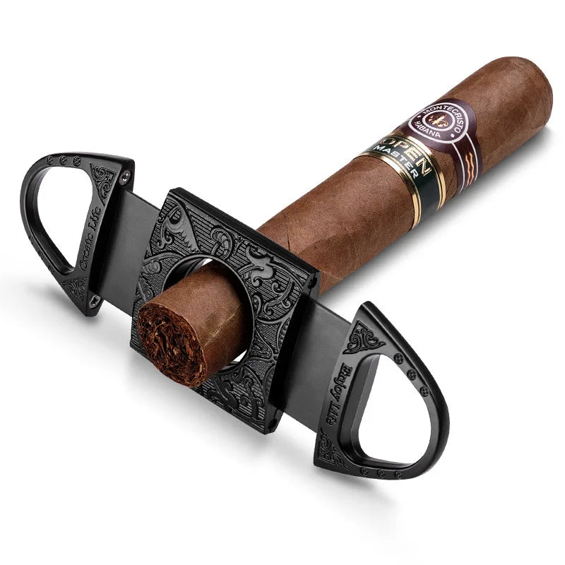 Stainless Steel Cigar Cutter – Double Blade Metal Cigar Scissors, Sharp Smooth Cut Smoking Tool