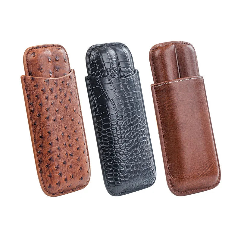 Luxury Cigar Case Cigar Humidor Holds 2 Cigars PU Leather Travel Case Smoking Accessories Men's Gift