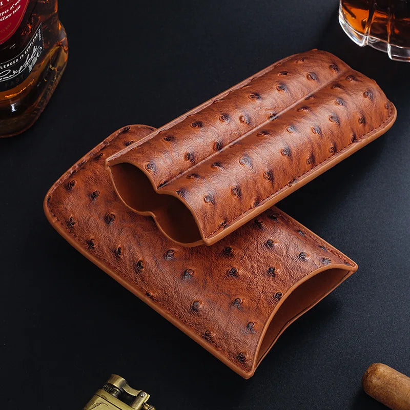 Luxury Cigar Case Cigar Humidor Holds 2 Cigars PU Leather Travel Case Smoking Accessories Men's Gift
