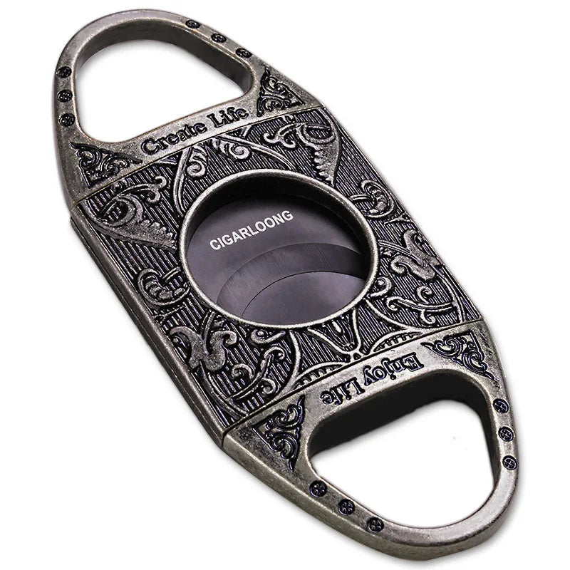 Titanium Cigar Cutter – Engraved Design, Wide Bore & Razor-Sh^^arp, Portable