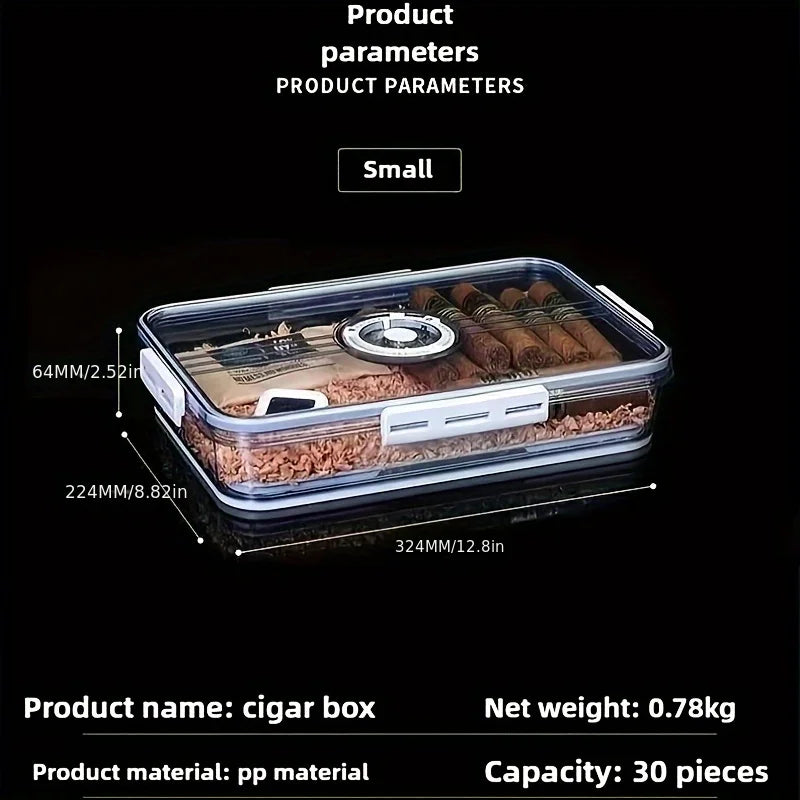 Cigar Humidor Transparent Sealed Moisture-Proof Moisturizing Cedar Wood Shelf Alcohol Nourishing Double-Layer Lock Portable Cigarette Box