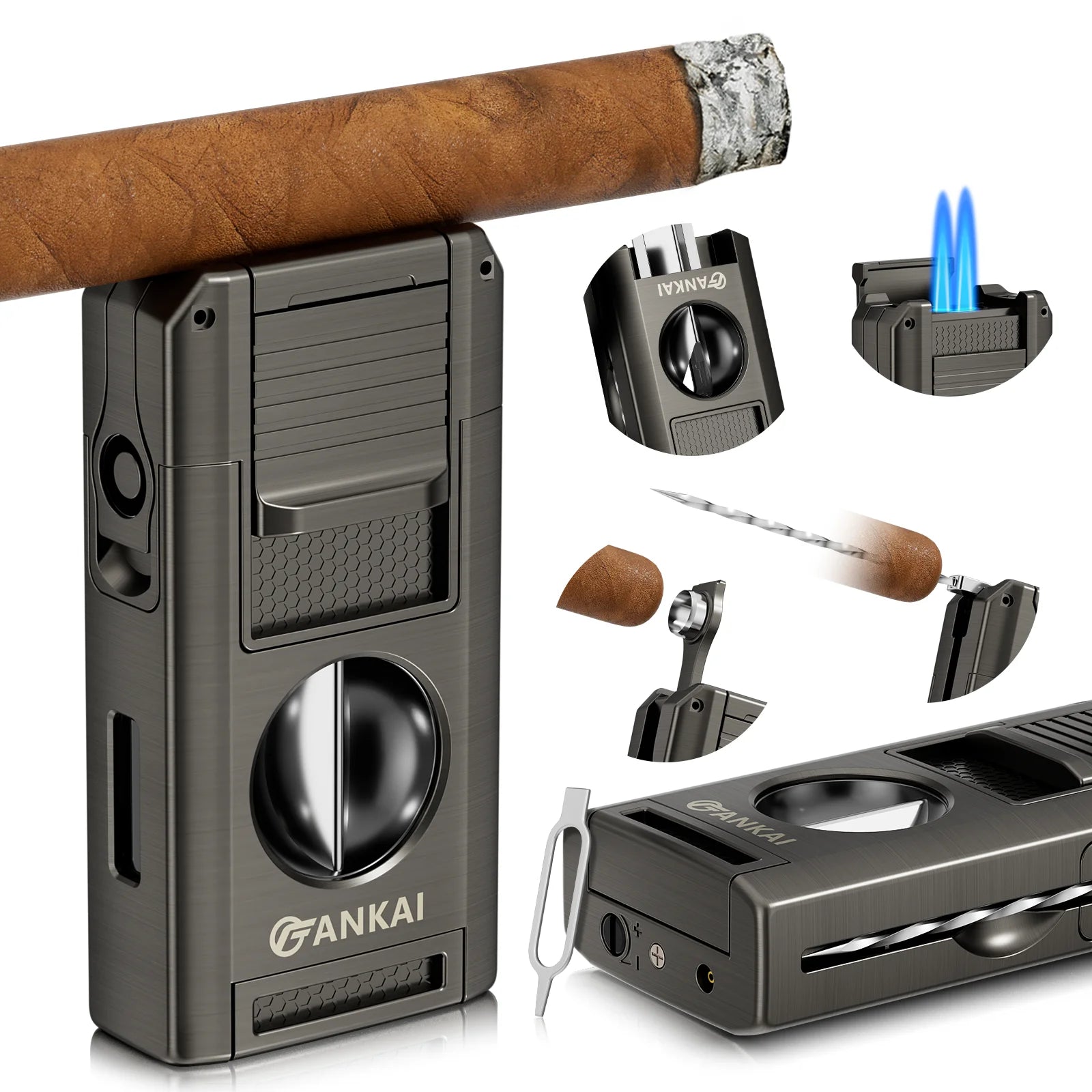5-in-1 Double Jet Torch Lighter