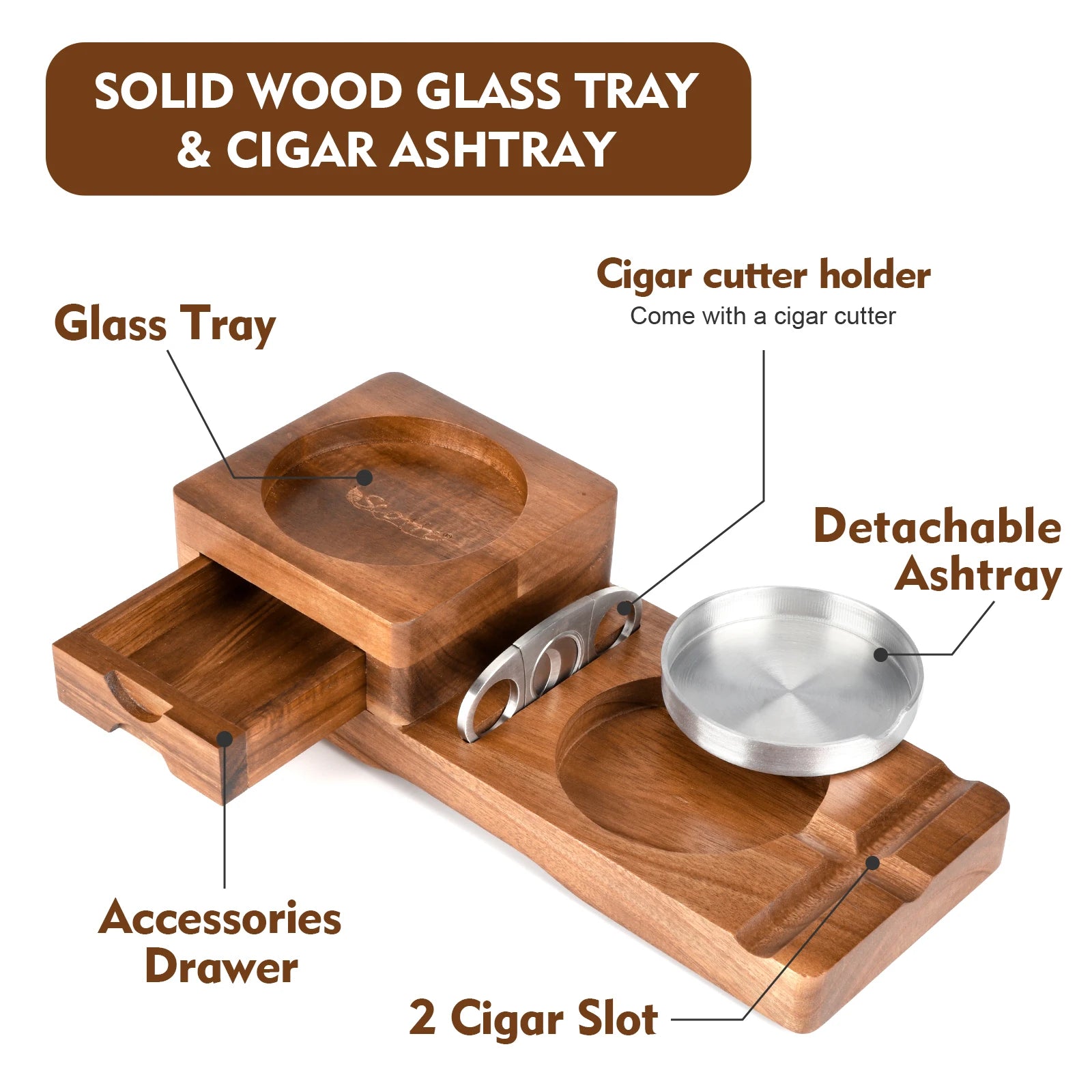 Wooden Whiskey Tray Ashtray
