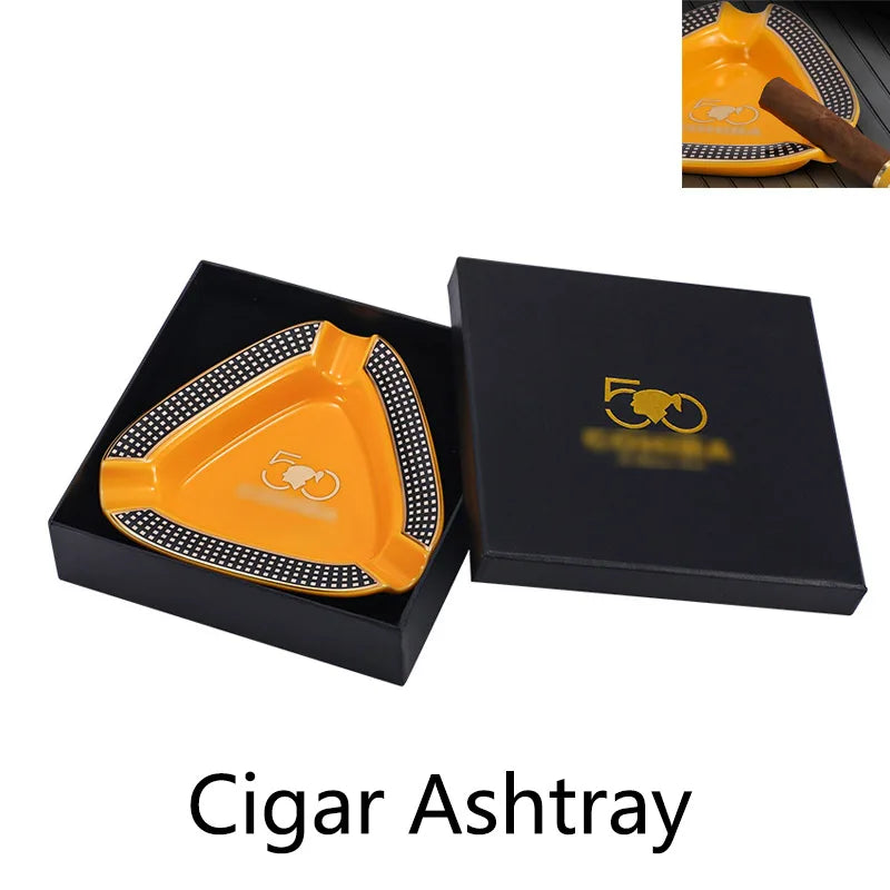 Creative Triangle Cigar Ashtray Portable Three Cigarette Slot Cigarette Cigar Rack Ceramic Ashtray Smoking Cigar Accessories