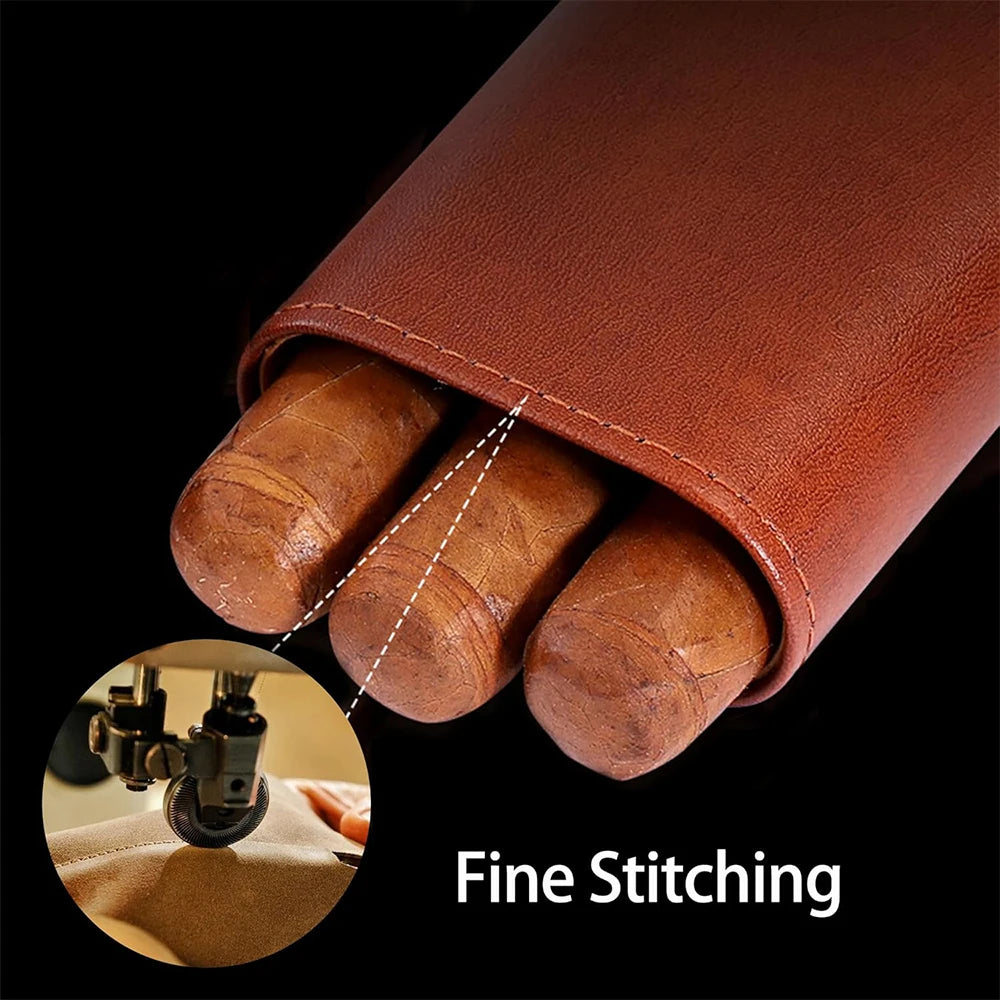 Cigar Case Travel Humidor Kit Leather Cigar Case Cedar Wood Lining Travel Humidors for Cigars With Stainless Steel Cigar Cutter