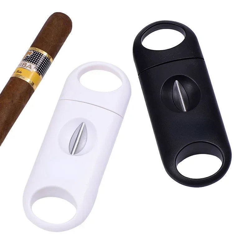 Plastic V Cut Stainless Steel Blade Cigar Cutter Puncher Sharp Cigar Cutting Tool Cigars Guillotine Pocket Cutter Accessories