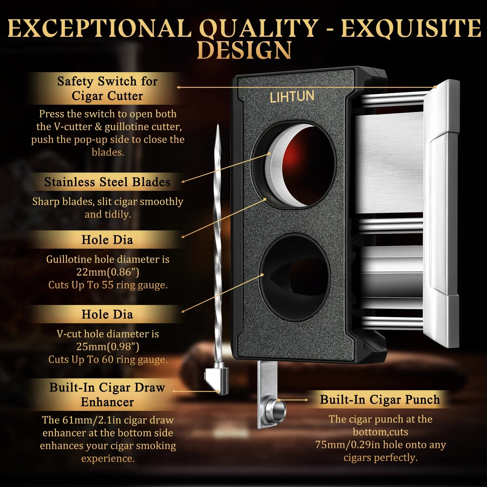 4-in-1 Guillotine Cigar Cutter