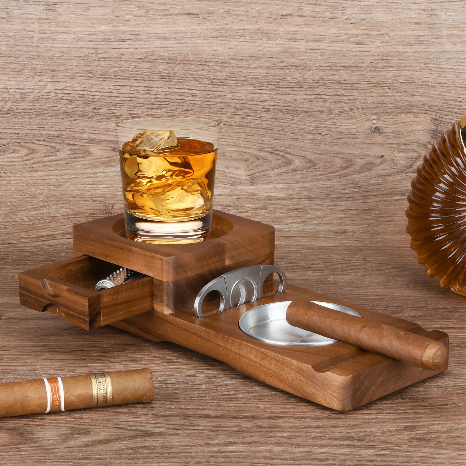Wooden Whiskey Tray Ashtray