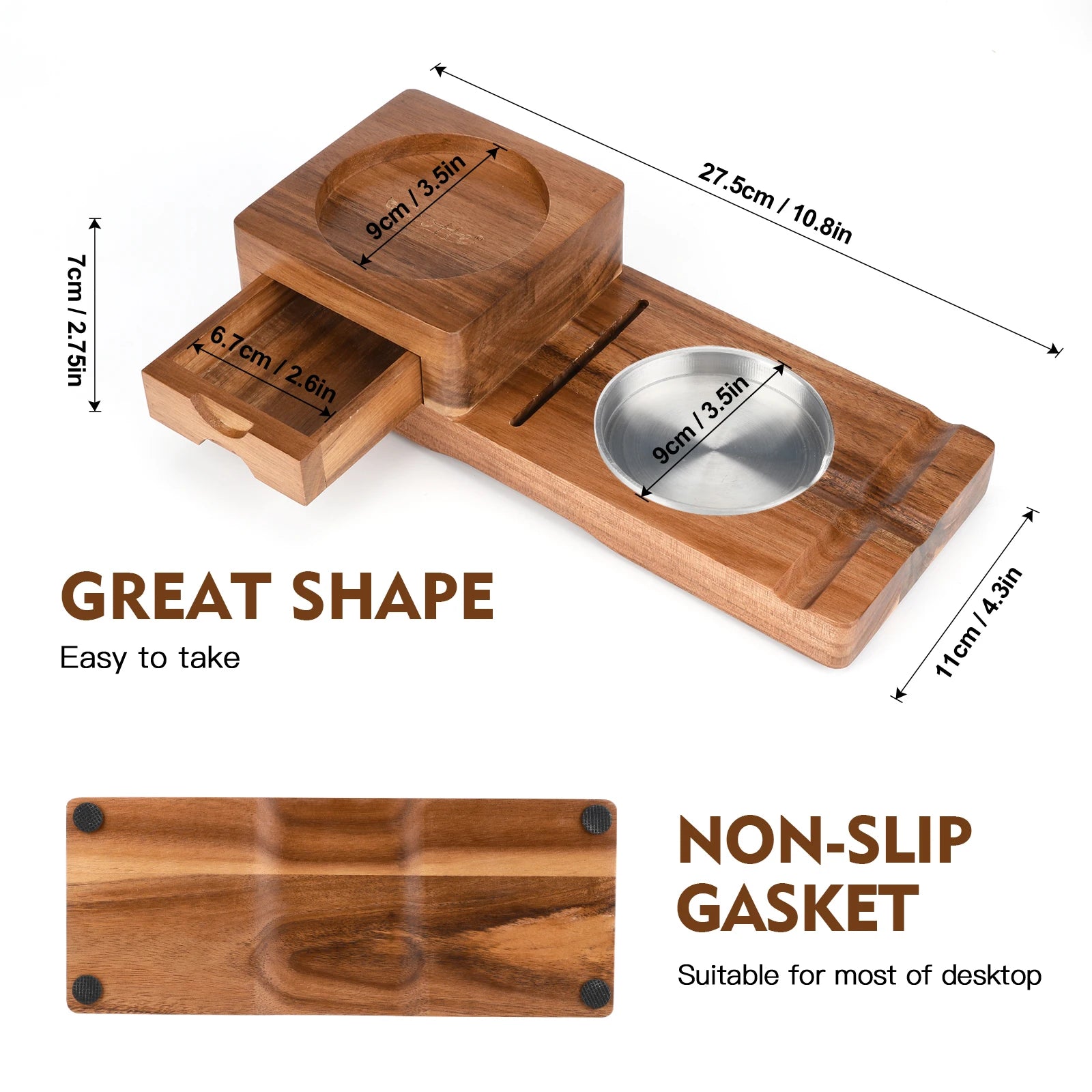 Wooden Cigar Ashtray with Whiskey Tray