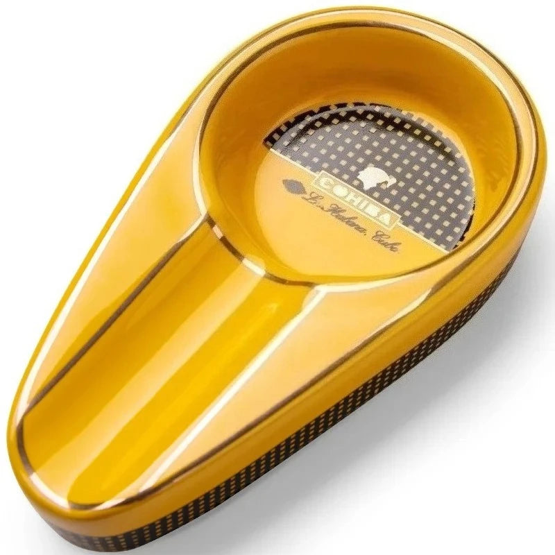Cigar Gadgets Ceramic Ashtray Single Cigar Holder mini Portable Ash Slot tray Tobacco Cigarette Ashtray Gift Box