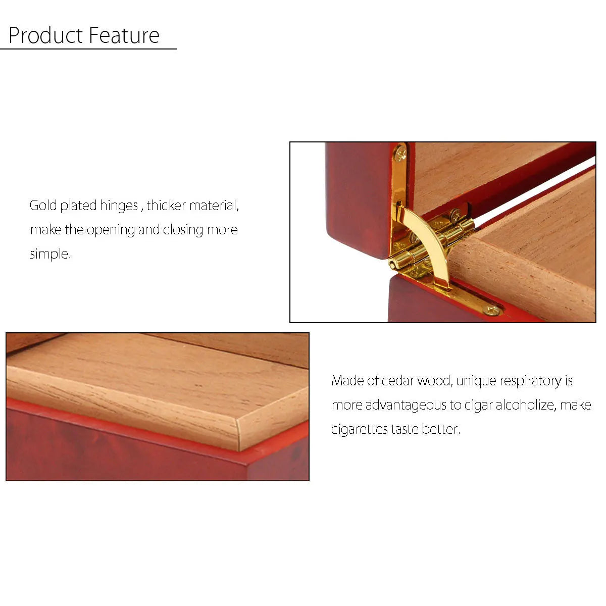 20 Count Cigar Humidor Box Wood Lined Portable Smoking Accessories Humidor Humidifier With Hygrometer Case Moisturizing Device