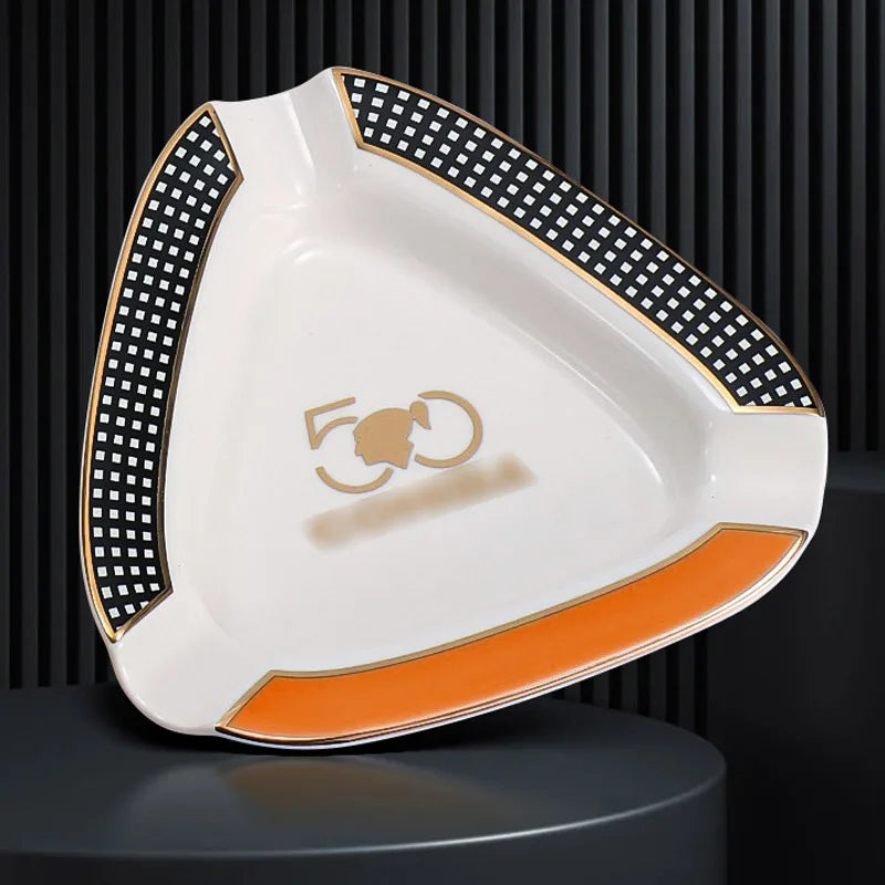 Creative Triangle Cigar Ashtray Portable Three Cigarette Slot Cigarette Cigar Rack Ceramic Ashtray Smoking Cigar Accessories