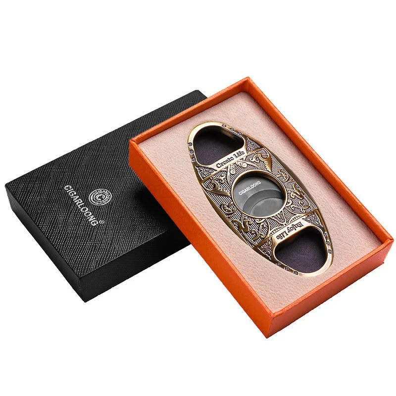 Titanium Cigar Cutter – Engraved Design, Wide Bore & Razor-Sh^^arp, Portable