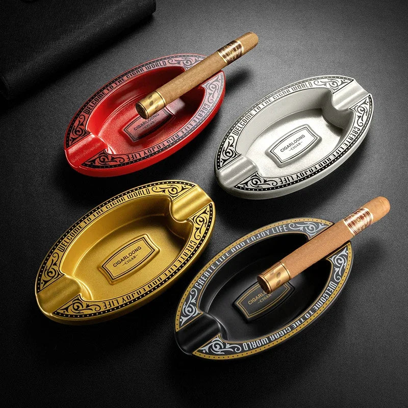 Portable Cigar Ash Tray Creative Cigar Ashtray Pear Gold/White/Black Desktop Ashtray with 2 Slots for Cigar Office Home Deco