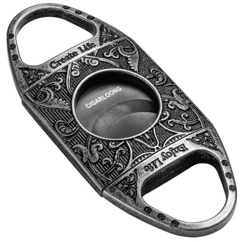 Titanium Cigar Cutter – Engraved Design, Wide Bore & Razor-Sh^^arp, Portable