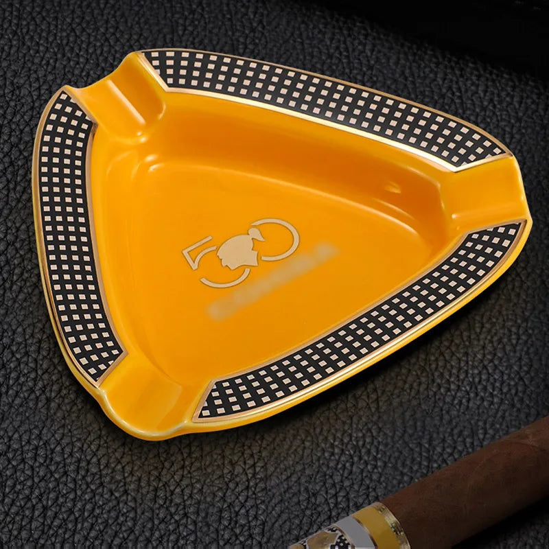 Creative Triangle Cigar Ashtray Portable Three Cigarette Slot Cigarette Cigar Rack Ceramic Ashtray Smoking Cigar Accessories