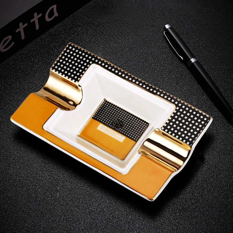 Double Slot Ceramic Ashtray Set