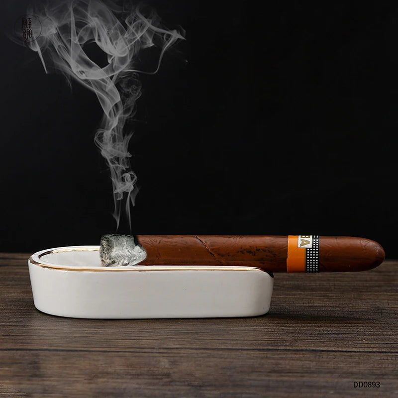 Cigar Ashtray Fashion Portable Cigar Smoking Accessories Single Slot Ceramic Cigar Ashtray Gift for Boyfriend Husband