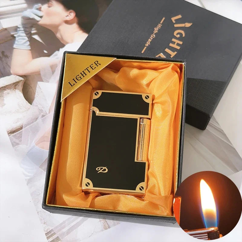 New Derui Windproof  Gas Inflated Lighter Jet PING Bright Sound Pipe Cigar Torch Lighter Compact Butane Flint Lighter Men Gift